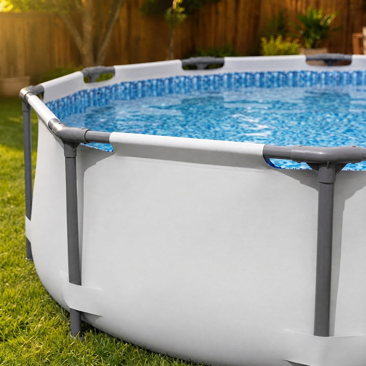 Sorrento | 10ft Round Frame Pool, 305cm Family Swimming Pool with Steel Frame, Above Ground Garden Pool - image 4