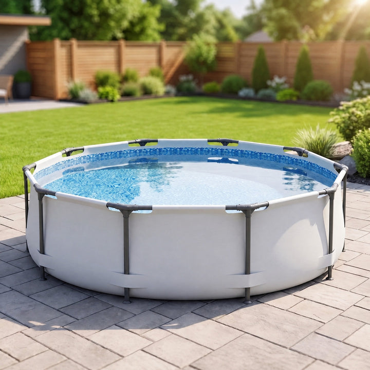 Sorrento | 10ft Round Frame Pool, 305cm Family Swimming Pool with Steel Frame, Above Ground Garden Pool - image 5