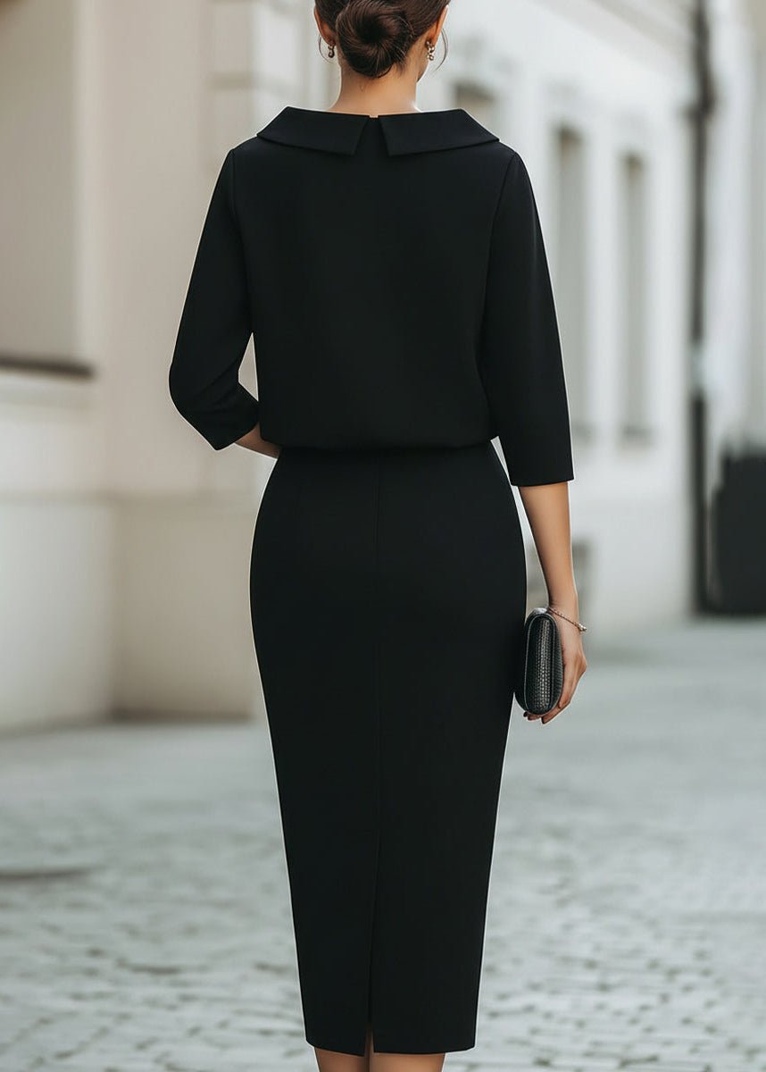 Evelyn | Women's Boat Neck Two-Piece Set with Midi Skirt
