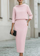 Evelyn | Women's Boat Neck Two-Piece Set with Midi Skirt