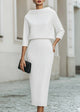 Evelyn | Women's Boat Neck Two-Piece Set with Midi Skirt