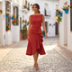 Birgitta | Women's Sleeveless Pleated Midi Dress with Knot Waist and Flared Skirt - image 1