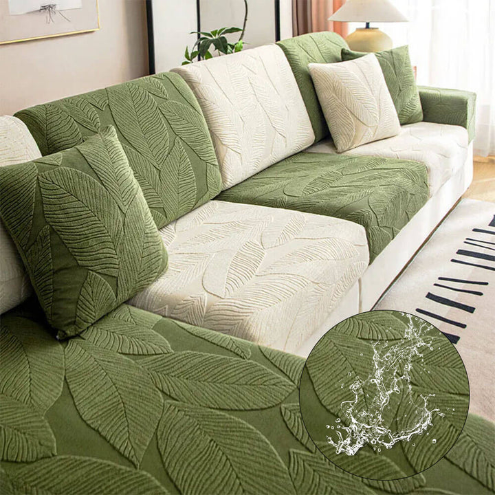 Patonga | Leaf Jacquard Stretch Sectional Couch Cover - image 1