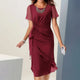 Lorenza ruffled midi dress, round neck, flutter sleeves