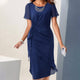 Lorenza ruffled midi dress, round neck, flutter sleeves