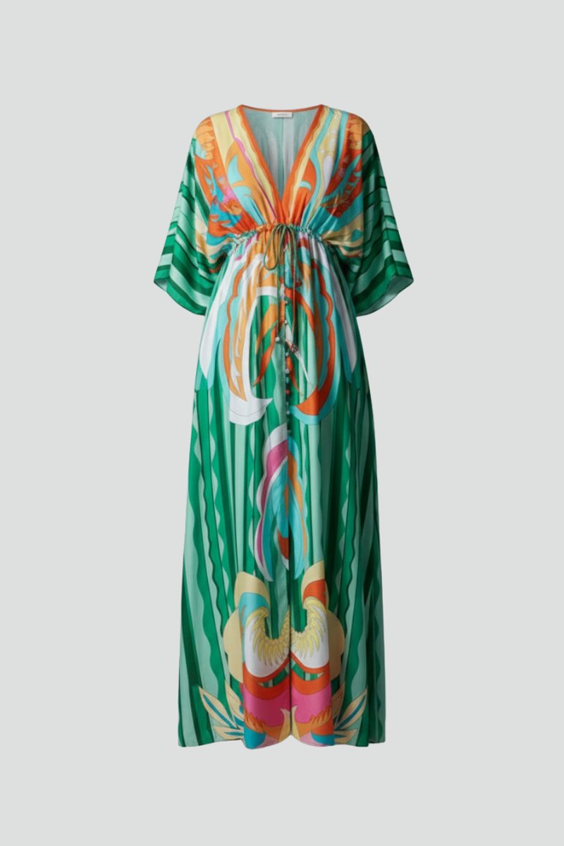 Filippa | Women's Bohemian Maxi Dress with V-Neck and Short Sleeves - image 1