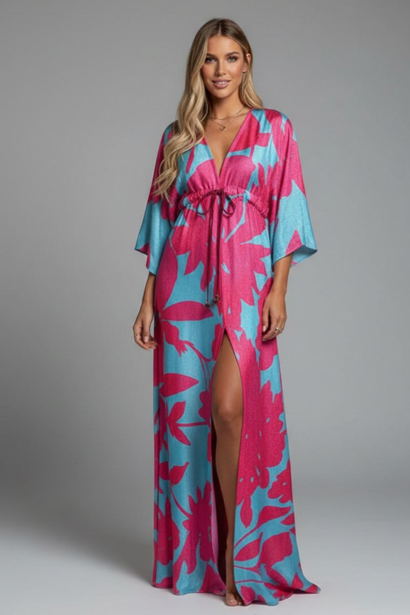 Filippa | Women's Bohemian Maxi Dress with V-Neck and Short Sleeves - image 10