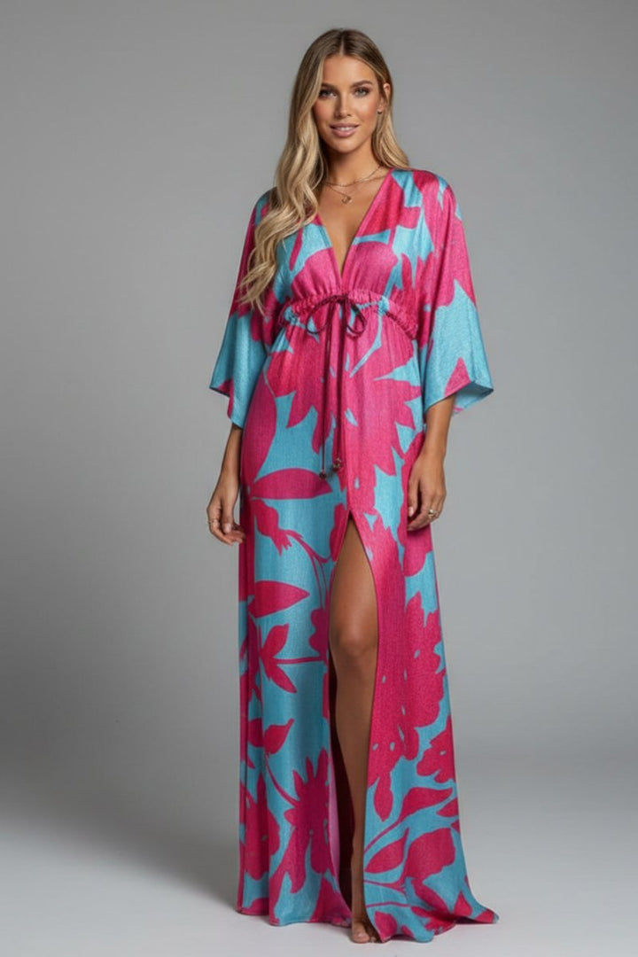 Filippa | Women's Bohemian Maxi Dress with V-Neck and Short Sleeves - image 10