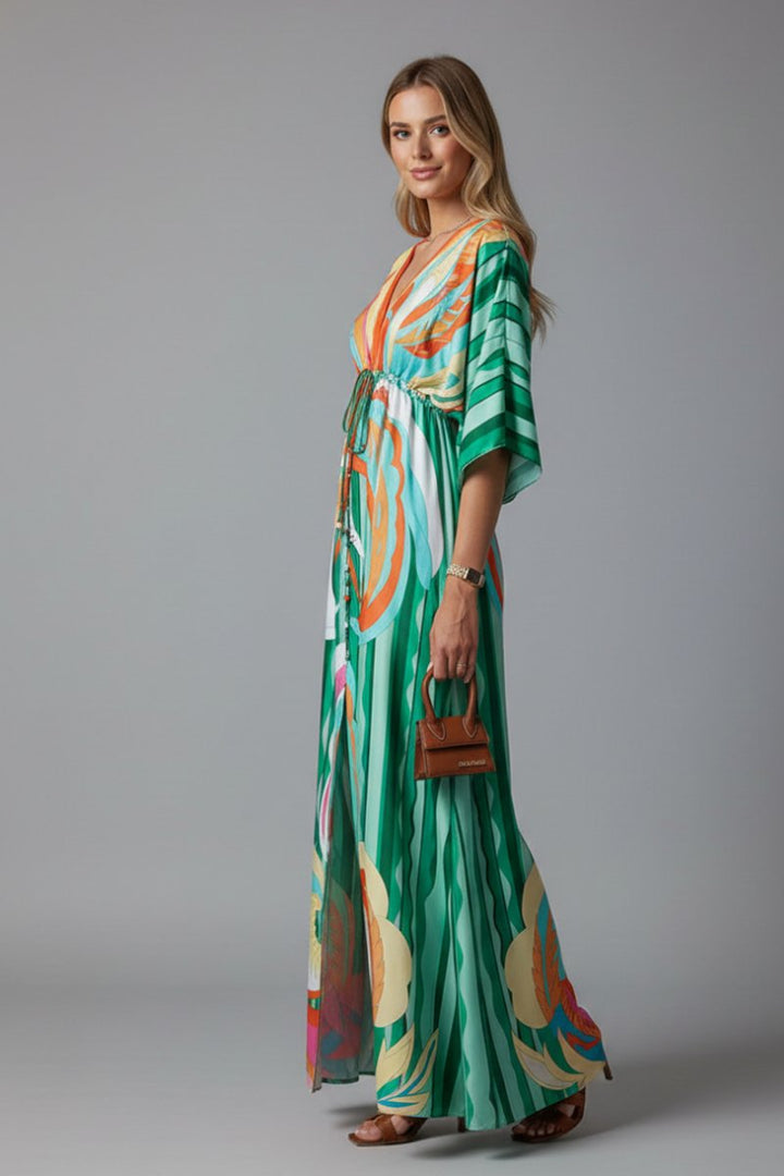Filippa | Women's Bohemian Maxi Dress with V-Neck and Short Sleeves - image 4