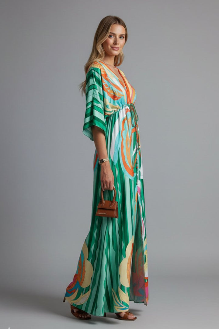 Filippa | Women's Bohemian Maxi Dress with V-Neck and Short Sleeves - image 5