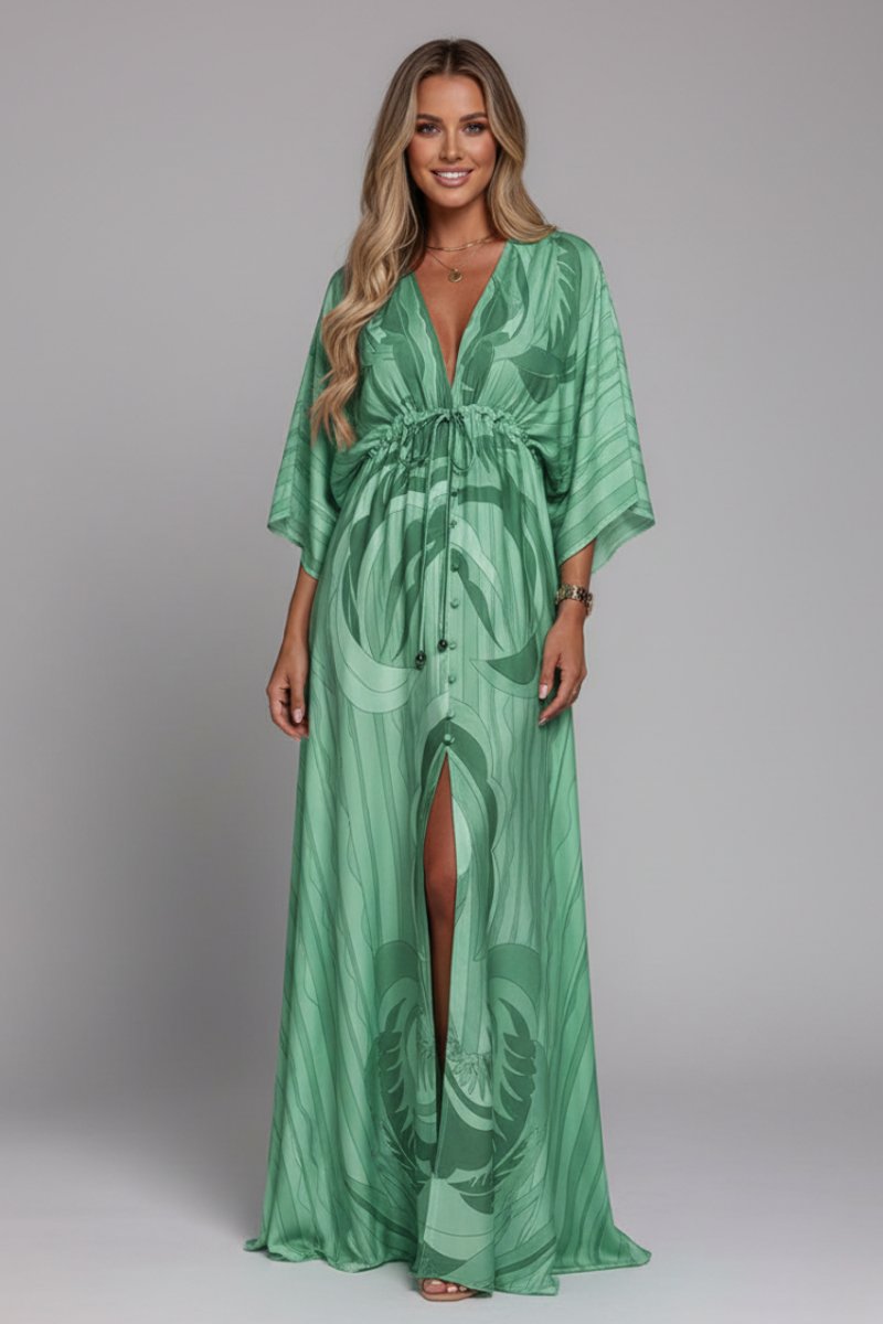 Filippa | Women's Bohemian Maxi Dress with V-Neck and Short Sleeves - image 8