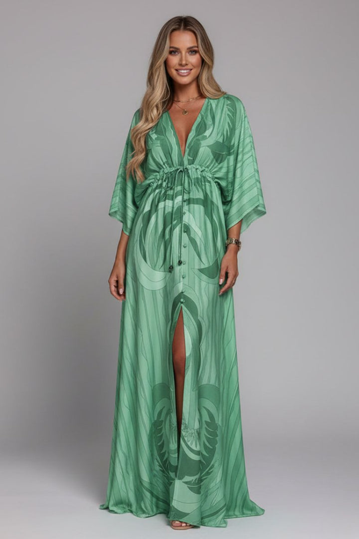 Filippa | Women's Bohemian Maxi Dress with V-Neck and Short Sleeves - image 8