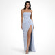 Ophira | Women's Strapless Draped Maxi Dress with High Slit