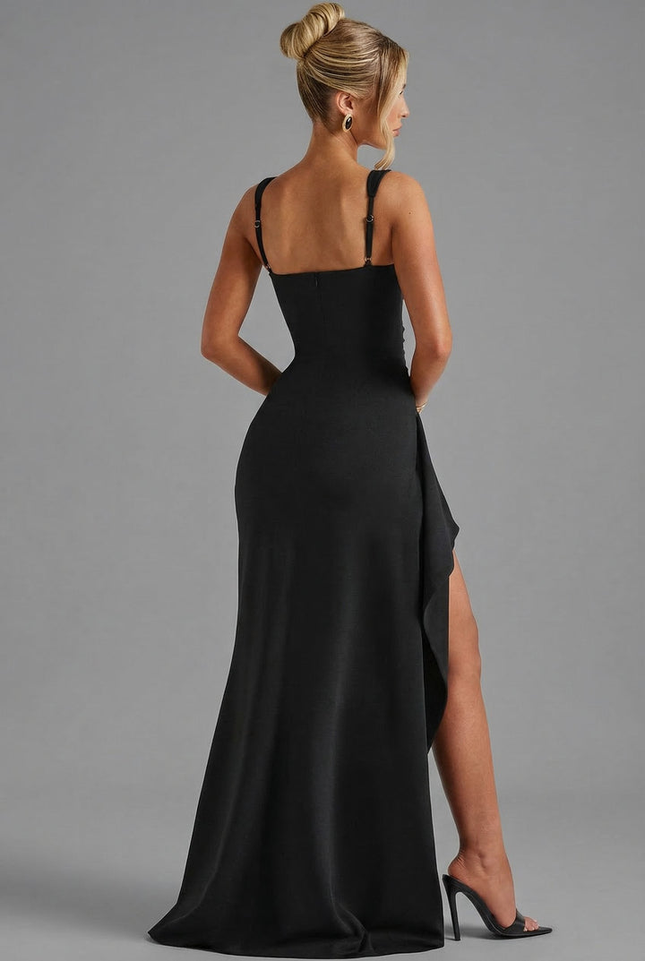 Odette | Women's Open-Back Bodycon Slip Maxi Dress with Leg Split