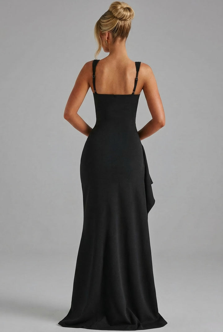 Odette | Women's Open-Back Bodycon Slip Maxi Dress with Leg Split