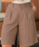 Mabelle | Women's High Waisted Tailored Bermuda Shorts with Pockets