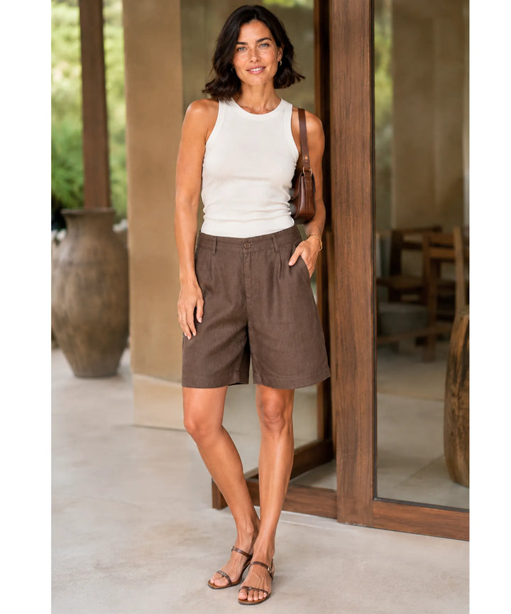 Mabelle | Women's High Waisted Tailored Bermuda Shorts with Pockets