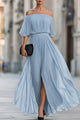 Sophia | Women's Pleated Chiffon Off-Shoulder Flowing Maxi Dresses