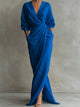 Maud | Women's Ruched Wrap V-Neck Maxi Dress with 3/4 Sleeves